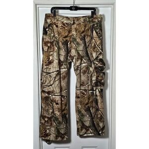 Cabela's Pants Mens 36 Camo Camouflage Fleece Cargo Hunting Outdoor Brown Green